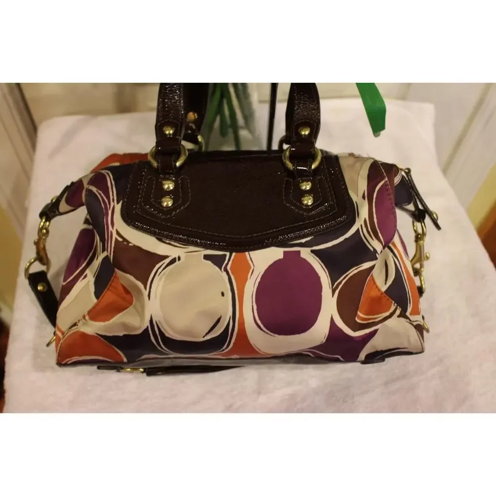 COACH #F20034 ASHLEY HAND DRAWN SCARF PRINT SATCHEL / SHOULDER BAG(PU150
